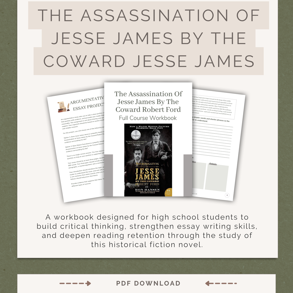 The Assassination of Jesse James by the Coward Robert Ford Workbook